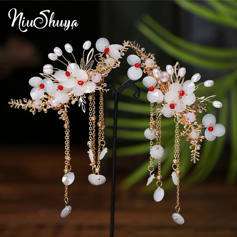 NiuShuya Chinese Ancient Style Hanfu Headdress Flower Tassel Step Shaking Head Hairpins Hair Accessories
NiuShuya Chinese Ancient Style Hanfu Headdress Flower Tassel Step Shaking Head Hairpins Hair Accessories