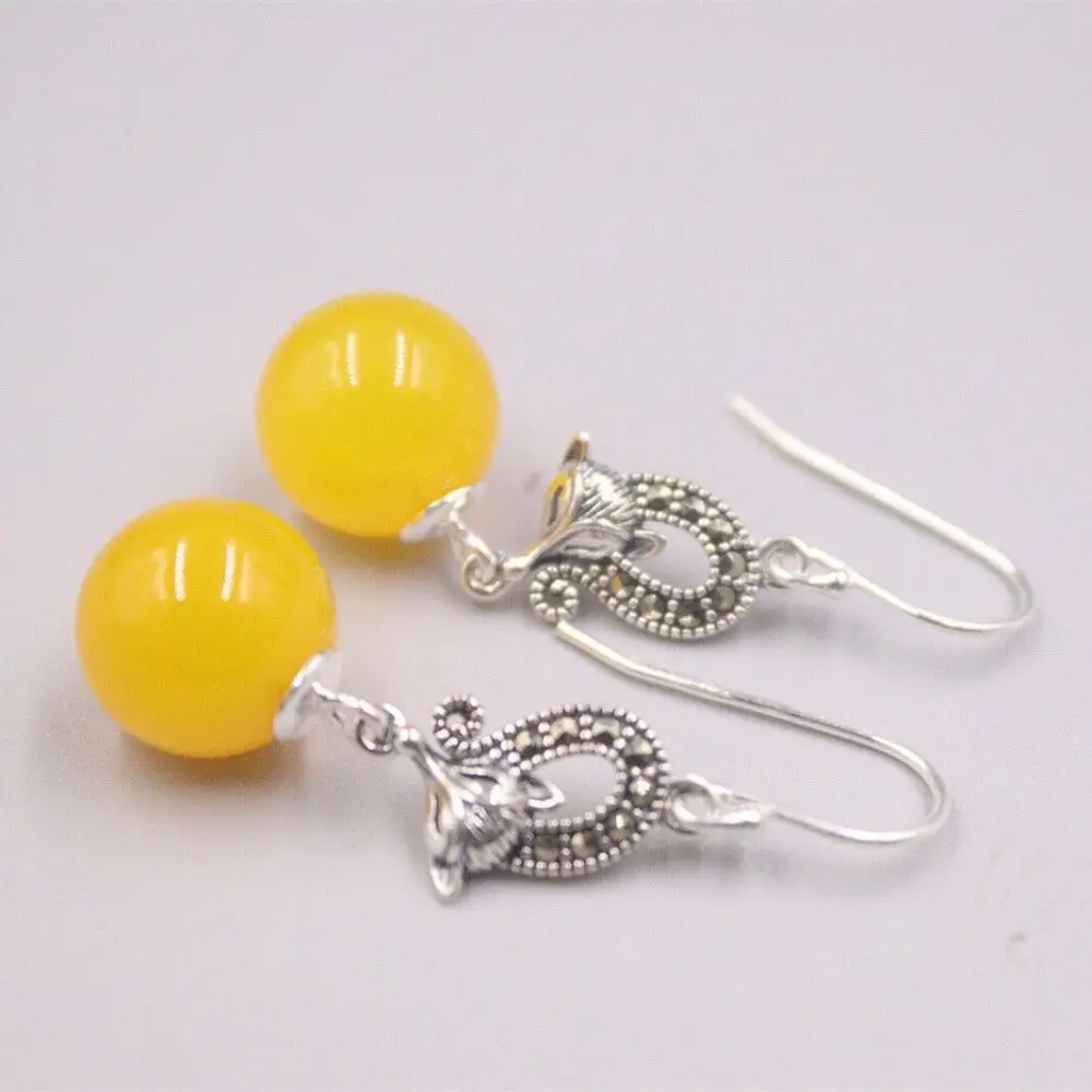 Pure S925 Sterling Silver Dangle Yellow Chalcedony Ball Zircon Fox Earrings Women Lucky Gift
Pure S925 Sterling Silver Dangle Yellow Chalcedony Ball Zircon Fox Earrings Women Lucky Gift