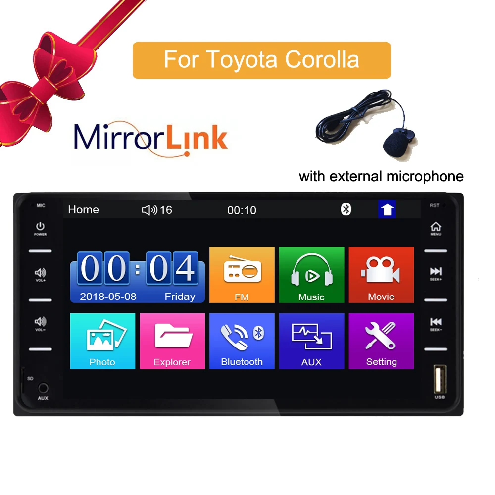 Car Audio MP5 DVD Player For Toyota Corolla 2 Din Touch Screen Android/IOS MirrorLink Bluetooth 7" Universal FM Microphone mp5
Car Audio MP5 DVD Player For Toyota Corolla 2 Din Touch Screen Android/IOS MirrorLink Bluetooth 7" Universal FM Microphone mp5