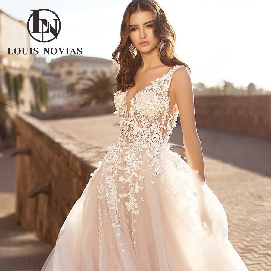 LOUIS NOVIAS Boho Wedding Dress V-Neck Backless Beaded Flowers Sparkling Tulle A-Line Wedding Gown Vestidos De Novia
LOUIS NOVIAS Boho Wedding Dress V-Neck Backless Beaded Flowers Sparkling Tulle A-Line Wedding Gown Vestidos De Novia