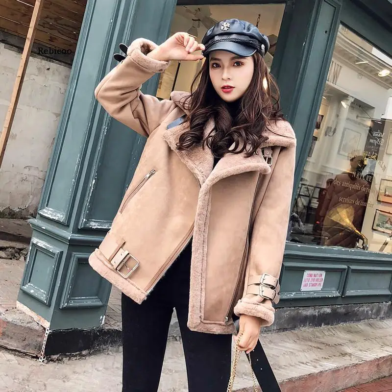 Winter Jacket Women Fashion Suede Jacket Thick Warm Faux Lamb Wool Jackets Motorcycle Coat Loose Leather Jacket Female
Winter Jacket Women Fashion Suede Jacket Thick Warm Faux Lamb Wool Jackets Motorcycle Coat Loose Leather Jacket Female