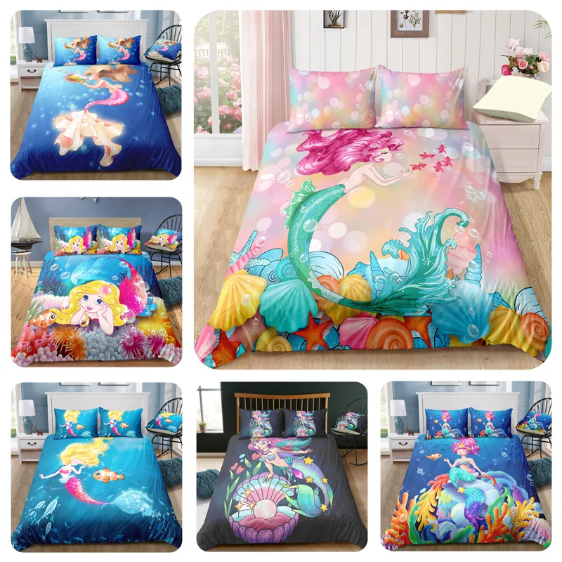 3D Cartoon Mermaid Bedding Set for Princess Quilt Duvet Cover Set with Pillowcase Twin Full Queen King Size Comforter Bed Set
3D Cartoon Mermaid Bedding Set for Princess Quilt Duvet Cover Set with Pillowcase Twin Full Queen King Size Comforter Bed Set