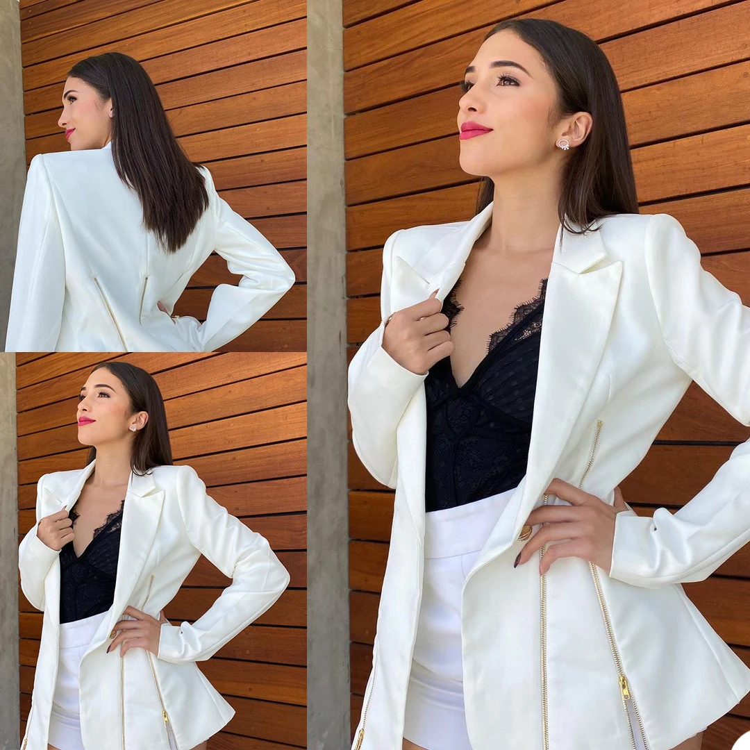 Elegant Blazer Women Peaked Lapel Coat Fashion White Solid Jacket Office Ladies Casual Daily Outfit Dress
Elegant Blazer Women Peaked Lapel Coat Fashion White Solid Jacket Office Ladies Casual Daily Outfit Dress