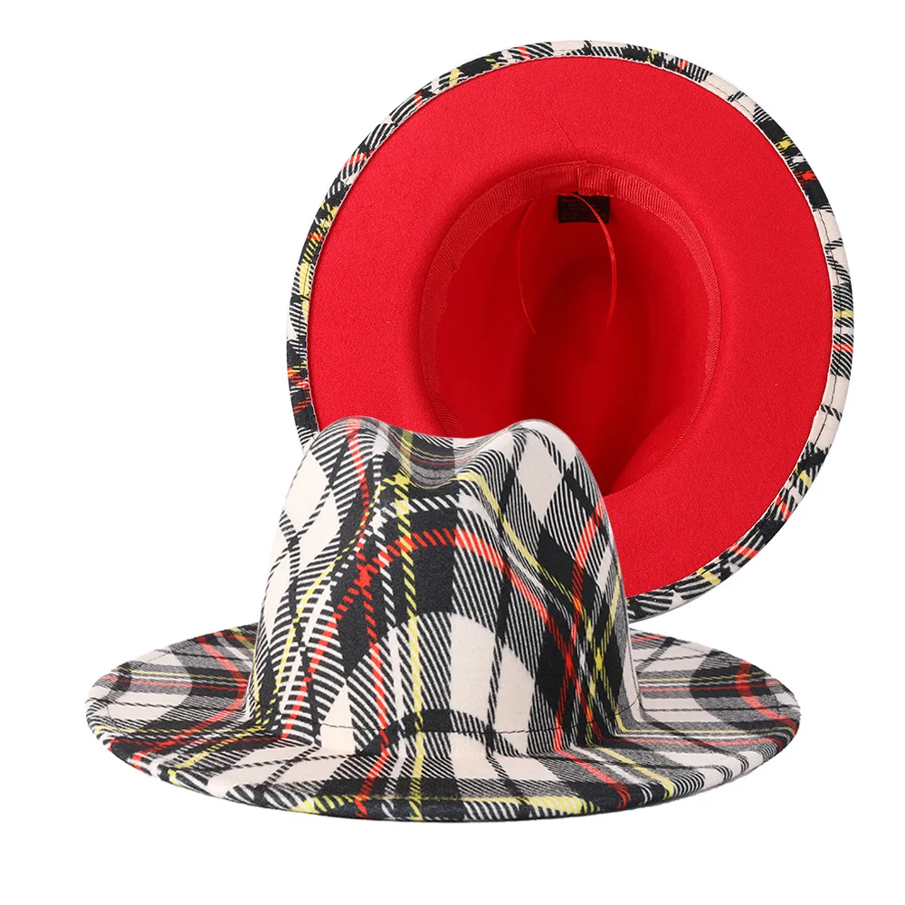 New Designer Grid Printing Fedora Hats Wide Brim Red Bottom Fedora Hats For Women Casual Church Wedding Party Outdoor Jazz Caps
New Designer Grid Printing Fedora Hats Wide Brim Red Bottom Fedora Hats For Women Casual Church Wedding Party Outdoor Jazz Caps