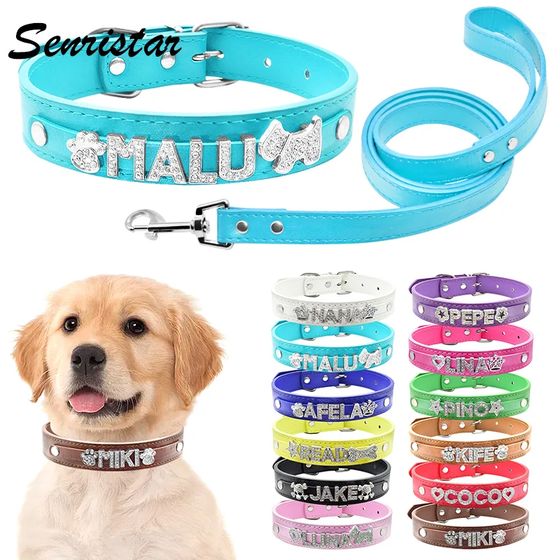 Custom Bling Name Cat Dog Collar Leash Set Personalized Rhinestone Name Leather Pet Dog Collar For Small Medium Large Dog Collar
Custom Bling Name Cat Dog Collar Leash Set Personalized Rhinestone Name Leather Pet Dog Collar For Small Medium Large Dog Collar
