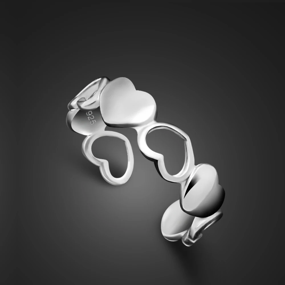 Fashion Open Ring 925 Sterling Silver Ring Solid Silver Heart design Ring Elegant Bridal Silver Ring Jewelry gift
Fashion Open Ring 925 Sterling Silver Ring Solid Silver Heart design Ring Elegant Bridal Silver Ring Jewelry gift