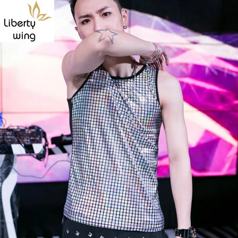 2020 New Summer Men Tank Fashion Plaid Sequins Top Male Street Dance Hip Hop Tops Slim Fit Sleeveless Vest Plus Size L-3XL
2020 New Summer Men Tank Fashion Plaid Sequins Top Male Street Dance Hip Hop Tops Slim Fit Sleeveless Vest Plus Size L-3XL