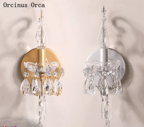 French high-grade candle crystal wall lamp living room corridor Princess bedside lamp European iron LED gold wall lamp
French high-grade candle crystal wall lamp living room corridor Princess bedside lamp European iron LED gold wall lamp