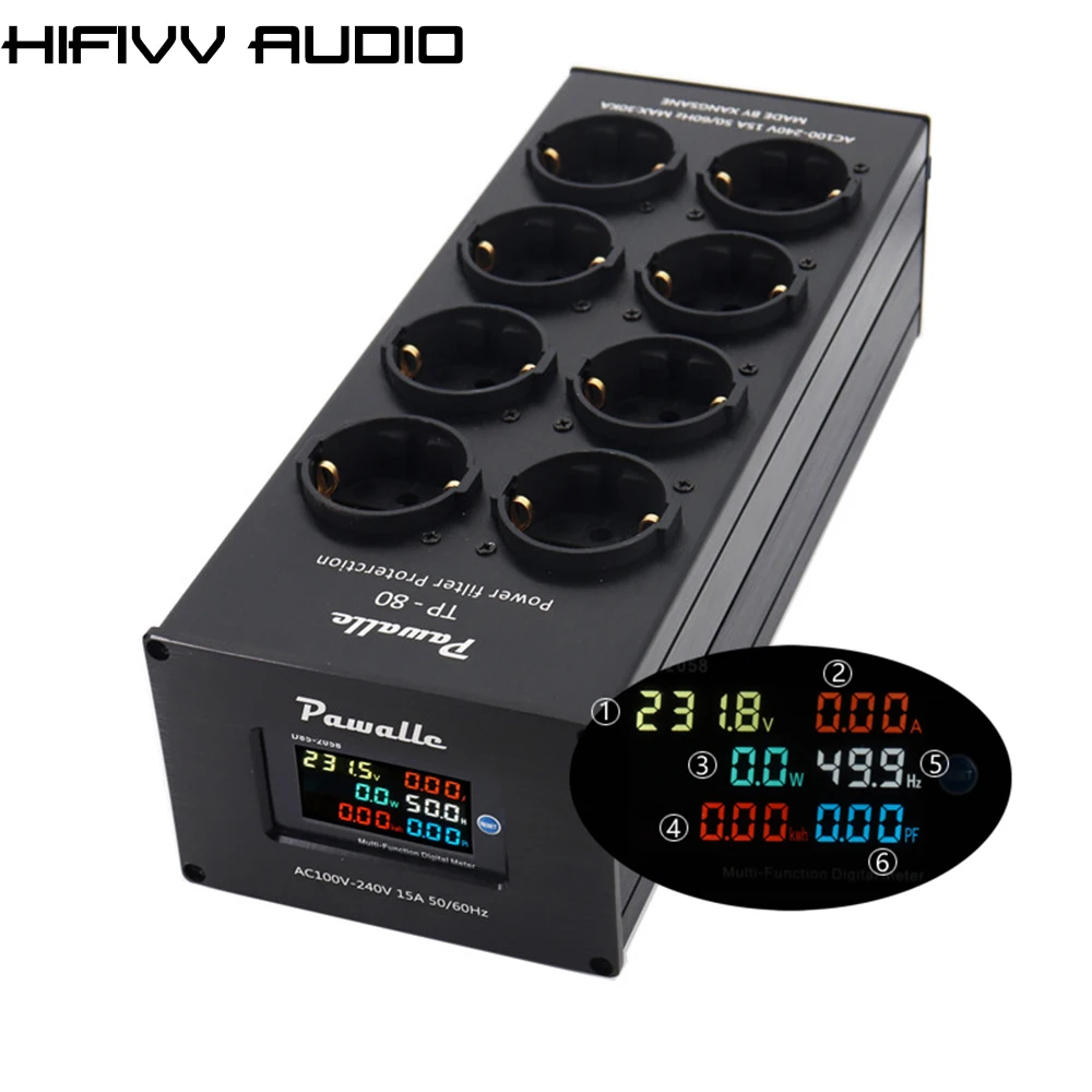 Pawalle Tp80 3000W LED Display Noise AC Power Filter Audio Amplifier PC Power Conditioner Purifier Surge Protection EU Outlets
Pawalle Tp80 3000W LED Display Noise AC Power Filter Audio Amplifier PC Power Conditioner Purifier Surge Protection EU Outlets
