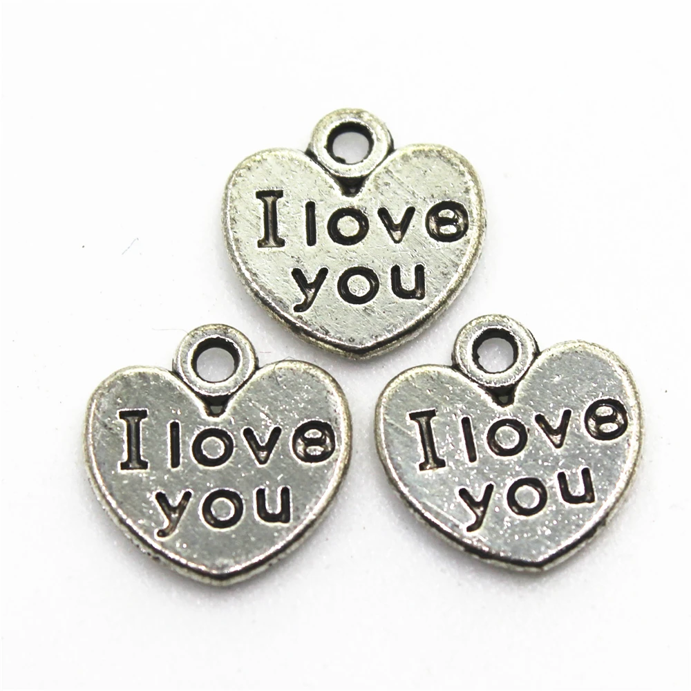 Оптовая продажа, 100 шт., серебряные подвески в виде сердца с надписью «I love you», подвески для браслетов, подвески, ювелирные изделия «сделай сам»
Оптовая продажа, 100 шт., серебряные подвески в виде сердца с надписью «I love you», подвески для браслетов, подвески, ювелирные изделия «сделай сам»