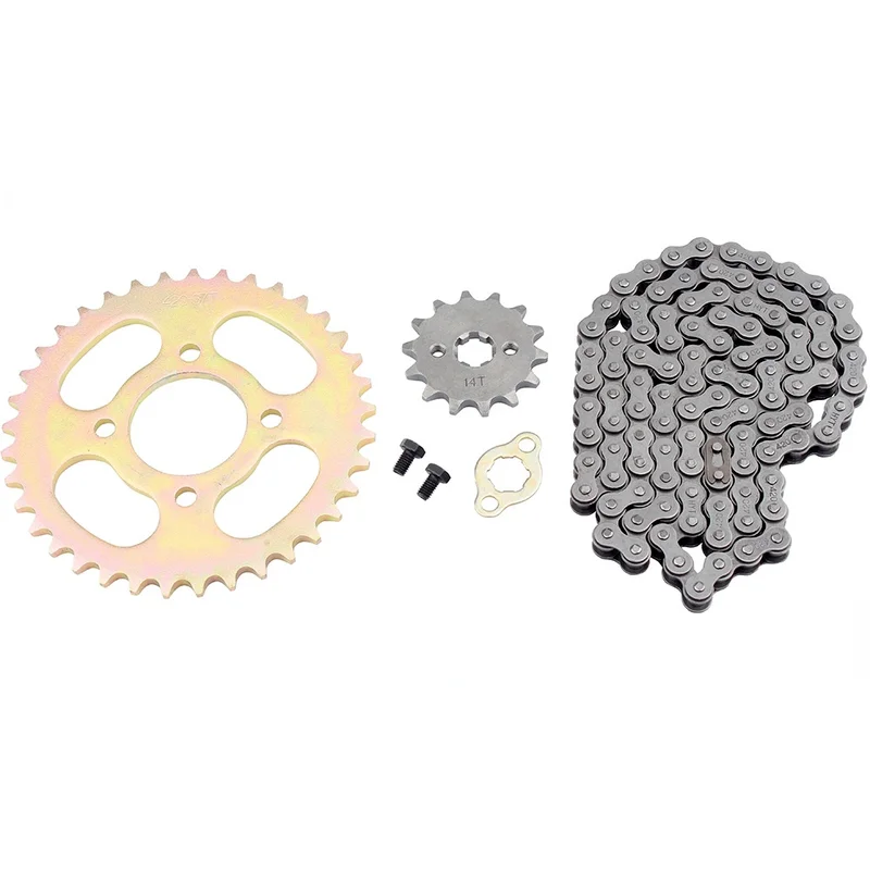 37 Teeth 420 Chain Rear Sprocket 420 Chain 102 Link 14 Tooth Front Engine Sprocket Parts for 50 70 90 110 125CC Pit Trail Qu
37 Teeth 420 Chain Rear Sprocket 420 Chain 102 Link 14 Tooth Front Engine Sprocket Parts for 50 70 90 110 125CC Pit Trail Qu