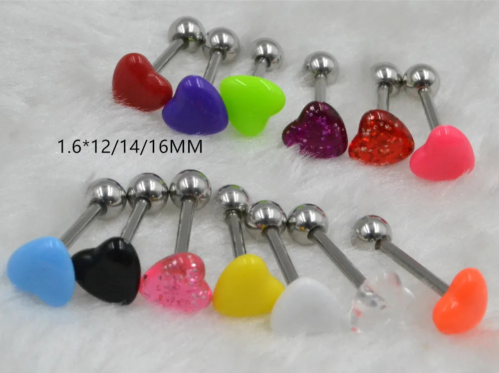 100pcs Body Jewelry Tongue/ Nipple Shield Ring Barbells Straight Bar 14G Heart Candy Balls Body Piercing Jewelry
100pcs Body Jewelry Tongue/ Nipple Shield Ring Barbells Straight Bar 14G Heart Candy Balls Body Piercing Jewelry