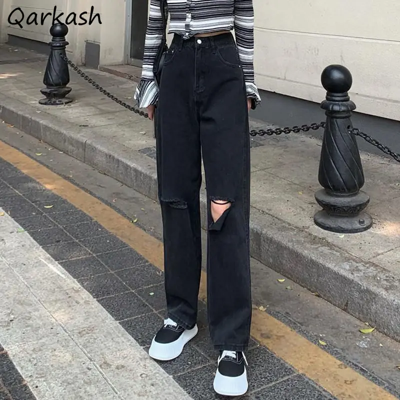 Jeans Women Black Hole Street Style Spring All-match Feminine Vintage Full Length Hipster Denim Cozy Fashion Simple Student Kpop
Jeans Women Black Hole Street Style Spring All-match Feminine Vintage Full Length Hipster Denim Cozy Fashion Simple Student Kpop