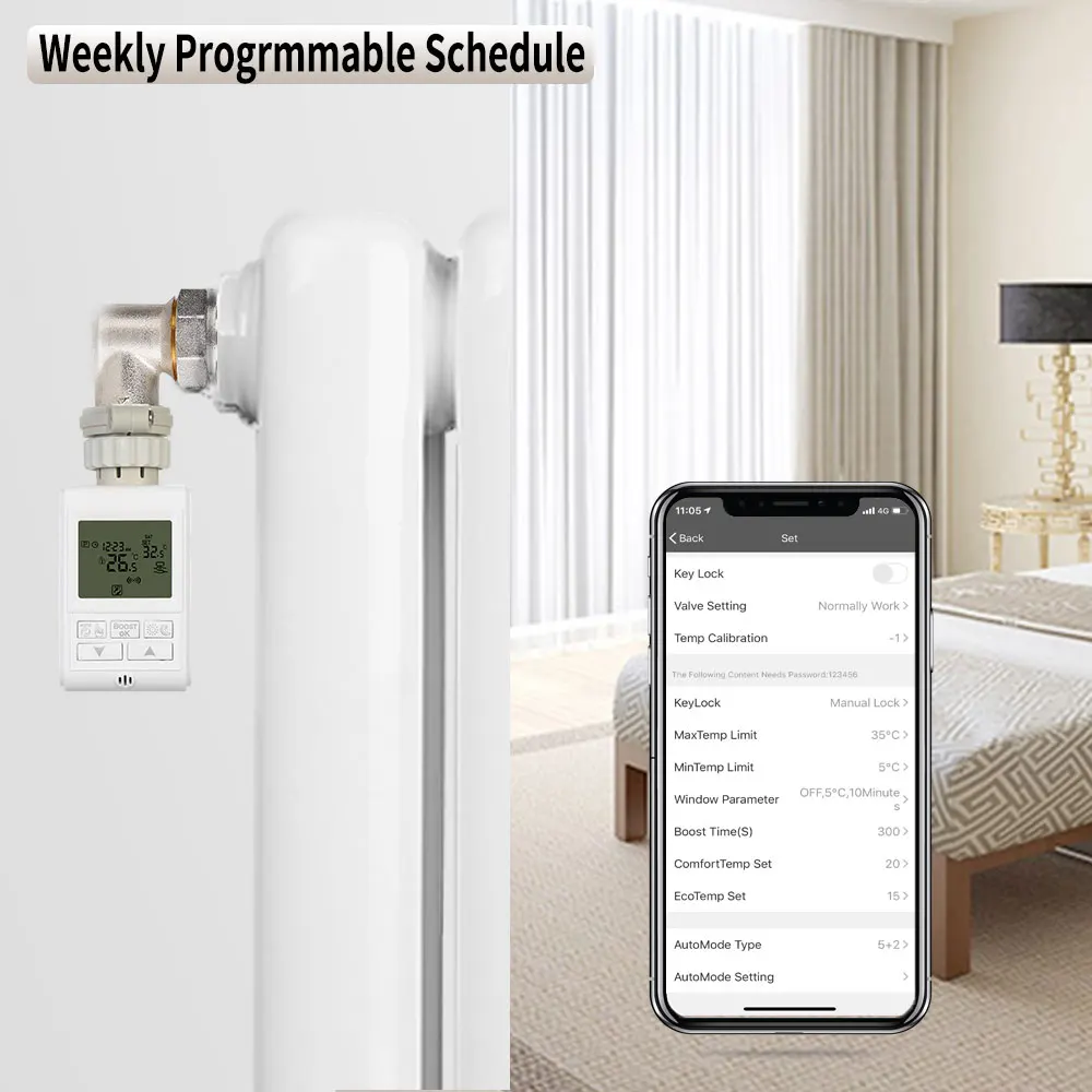 TUYA Zigbee Thermostat Valve APP Programmable Thermostat Heater Heating TRV Thermostatic Radiator Valve Temperature Controller
TUYA Zigbee Thermostat Valve APP Programmable Thermostat Heater Heating TRV Thermostatic Radiator Valve Temperature Controller