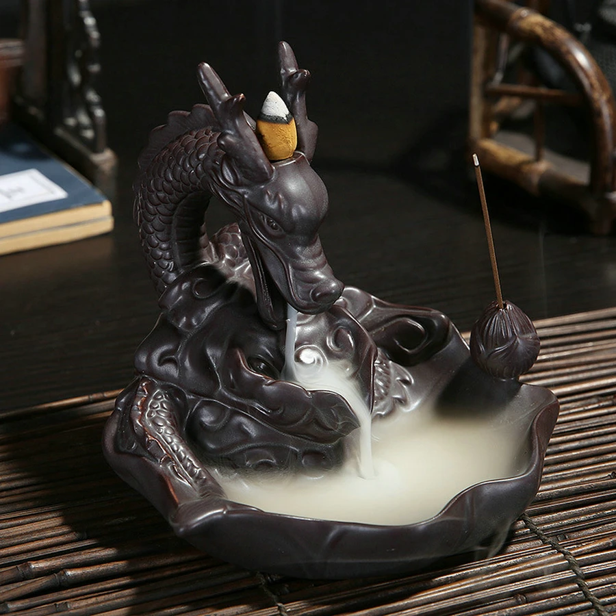 Ceramic Art Craft Carp Dragon Smoke Backflow Incense Burner Holder + 10 Cones
Ceramic Art Craft Carp Dragon Smoke Backflow Incense Burner Holder + 10 Cones