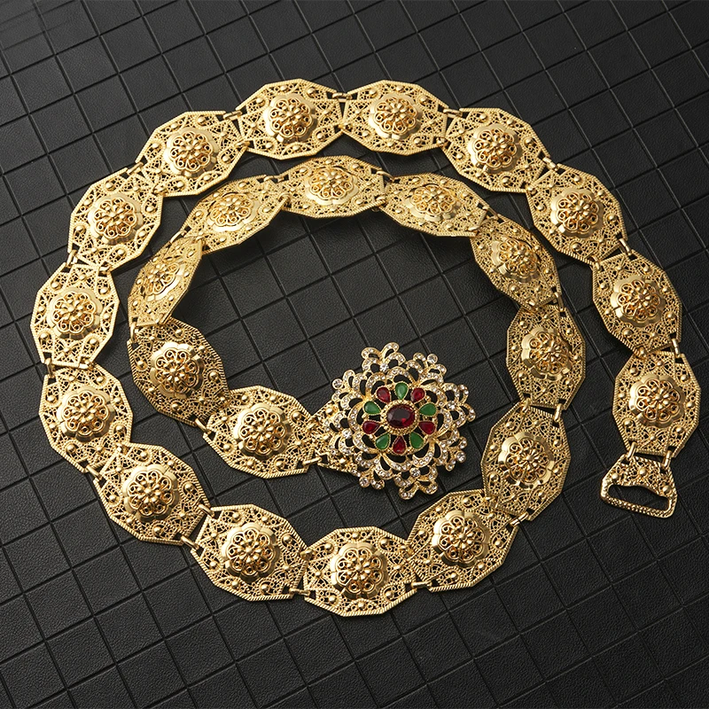 Moroccon popular wedding dress metal gem waist chain belt suitable for ethnic women hollow figure gold antique metal belt
Moroccon popular wedding dress metal gem waist chain belt suitable for ethnic women hollow figure gold antique metal belt