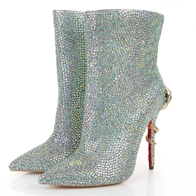 New Year Bling Bling Crystal Boots Spike Heels Pleated Women Shoes High Quality Rhinestone High Heels Boots Wedding Shoes
New Year Bling Bling Crystal Boots Spike Heels Pleated Women Shoes High Quality Rhinestone High Heels Boots Wedding Shoes