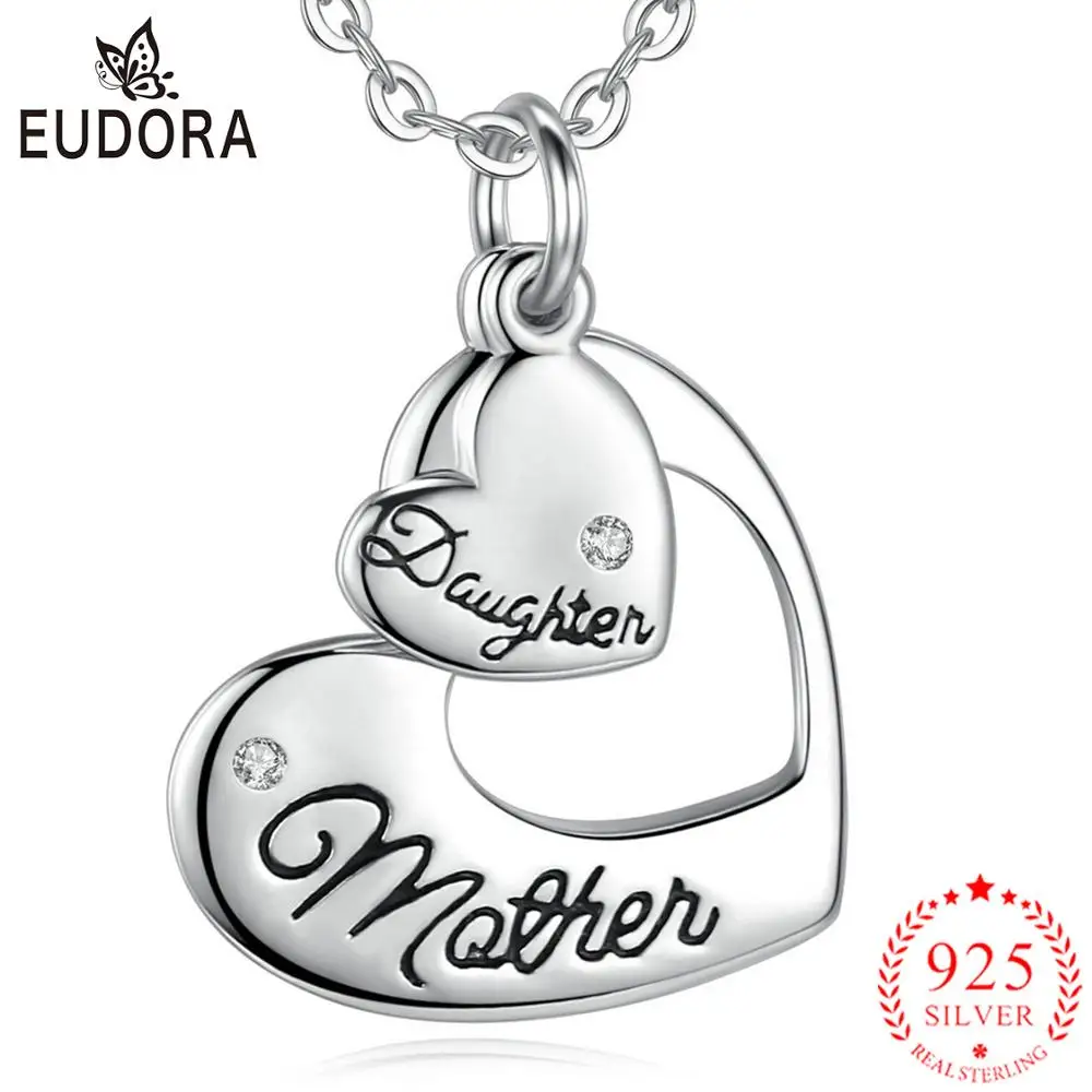 eudora Real 925 Sterling Silver Zirconia Crystal Mother Daughter Heart Pendant Necklaces Mother's Day Gift Family Gifts Jewelry
eudora Real 925 Sterling Silver Zirconia Crystal Mother Daughter Heart Pendant Necklaces Mother's Day Gift Family Gifts Jewelry