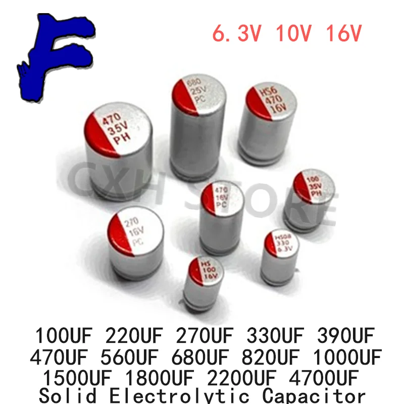 10Pcs DIP Solid Electrolytic Capacitor 6.3V 10V 16V 100UF 150UF 220UF 270UF 330UF 470UF 560UF 680UF 820UF 1000UF 1200UF 1500UF
10Pcs DIP Solid Electrolytic Capacitor 6.3V 10V 16V 100UF 150UF 220UF 270UF 330UF 470UF 560UF 680UF 820UF 1000UF 1200UF 1500UF