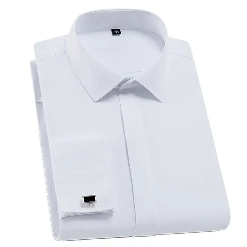 Quality French Cufflinks Covered Button Turndown Collar Long Sleeve Solid Plain Business Men Slim Fit non-iron Dress Shirts
Quality French Cufflinks Covered Button Turndown Collar Long Sleeve Solid Plain Business Men Slim Fit non-iron Dress Shirts