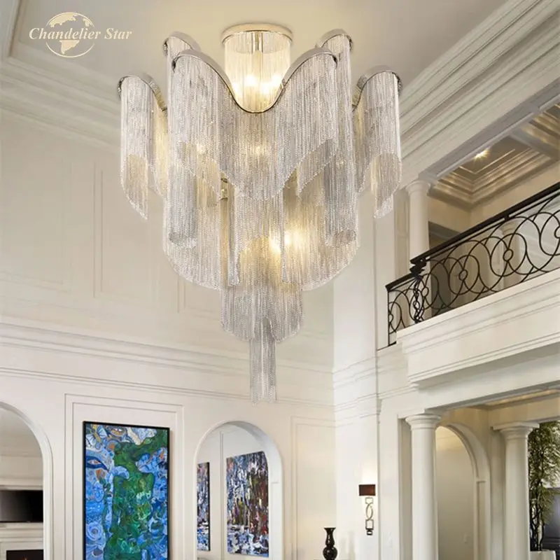 Modern LED Chandeliers Luxury Gold Silver Tassel Aluminum Chain Metal Lamps Lustre Home Decor Bedroom Living Room Lights Fixture
Modern LED Chandeliers Luxury Gold Silver Tassel Aluminum Chain Metal Lamps Lustre Home Decor Bedroom Living Room Lights Fixture