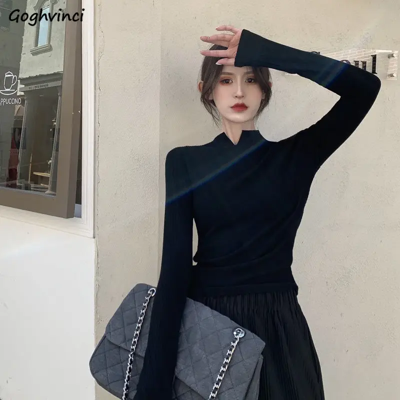 Pullovers Women Mock Neck Trendy BF Design Long Sleeve Slim Inside Thicken Sweater Elastic Female Korean Style Clothes Hot Sale
Pullovers Women Mock Neck Trendy BF Design Long Sleeve Slim Inside Thicken Sweater Elastic Female Korean Style Clothes Hot Sale