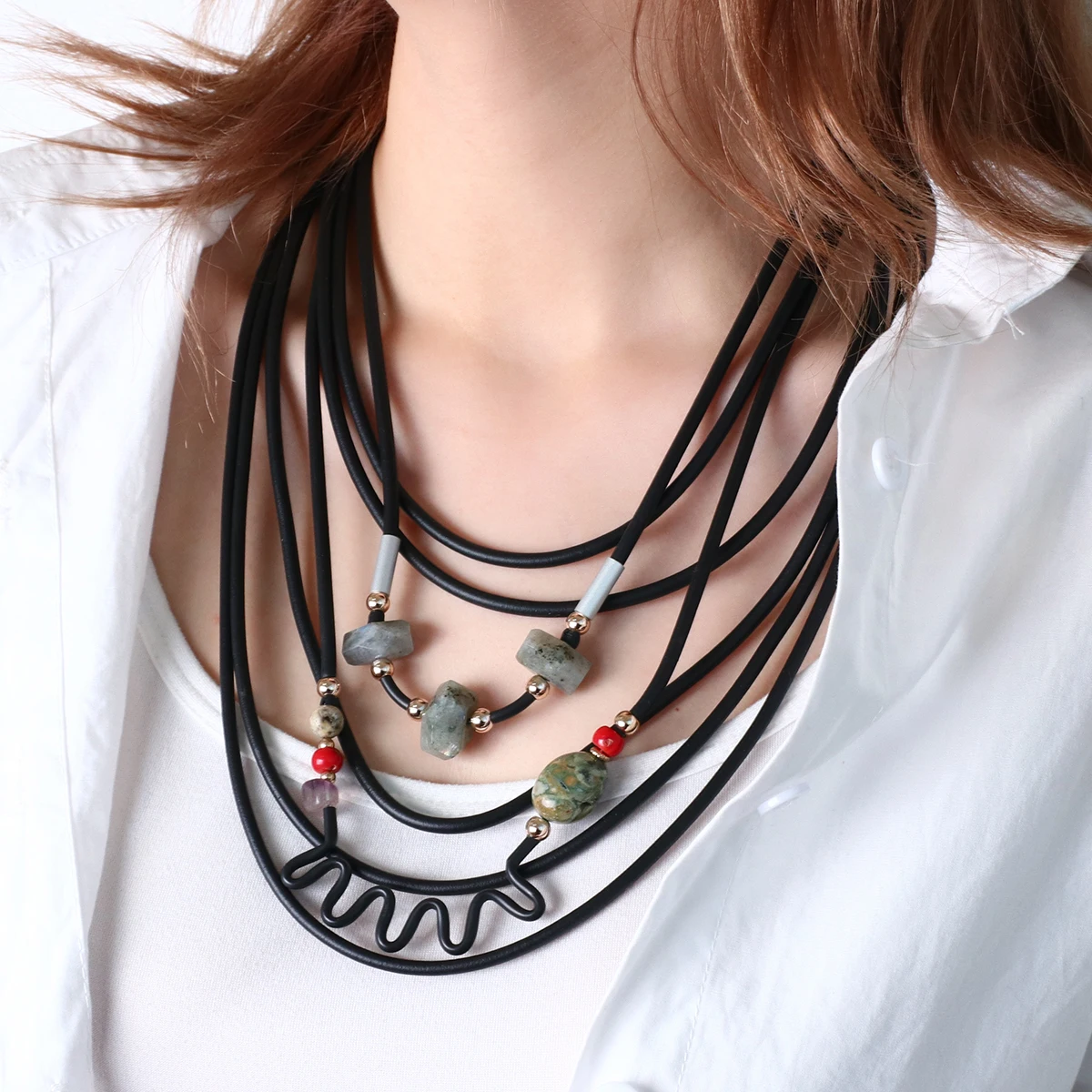 Amorcome Irregular Natural Stone Layered Leather Necklace for Women Boho Metal Beads Rubber Long Necklaces Femme Collier Jewelry
Amorcome Irregular Natural Stone Layered Leather Necklace for Women Boho Metal Beads Rubber Long Necklaces Femme Collier Jewelry