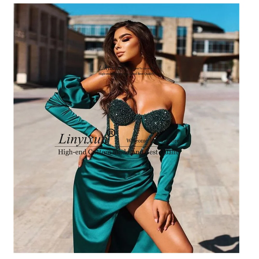 Shiny Sequines Mermaid Emerald Green Prom Dresses Satin Sweetheart Side Side Sexy Prom Gowns Long Formal Evening Party Dress
Shiny Sequines Mermaid Emerald Green Prom Dresses Satin Sweetheart Side Side Sexy Prom Gowns Long Formal Evening Party Dress