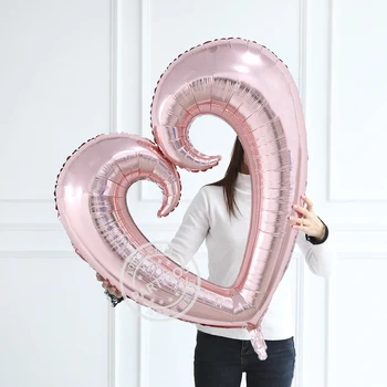 30/40 인치 로즈 골드 하트 풍선 108x100cm 대형 레드 후크 하트 모양 호일 공 웨딩 발렌타인 데이 파티 장식, 1 피스