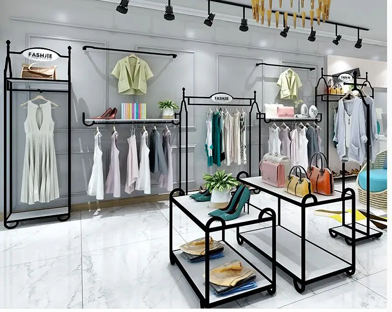 Clothing store display rack floor-style black Nordic upper wall middle-island display props women's clothes hanger shelves
Clothing store display rack floor-style black Nordic upper wall middle-island display props women's clothes hanger shelves