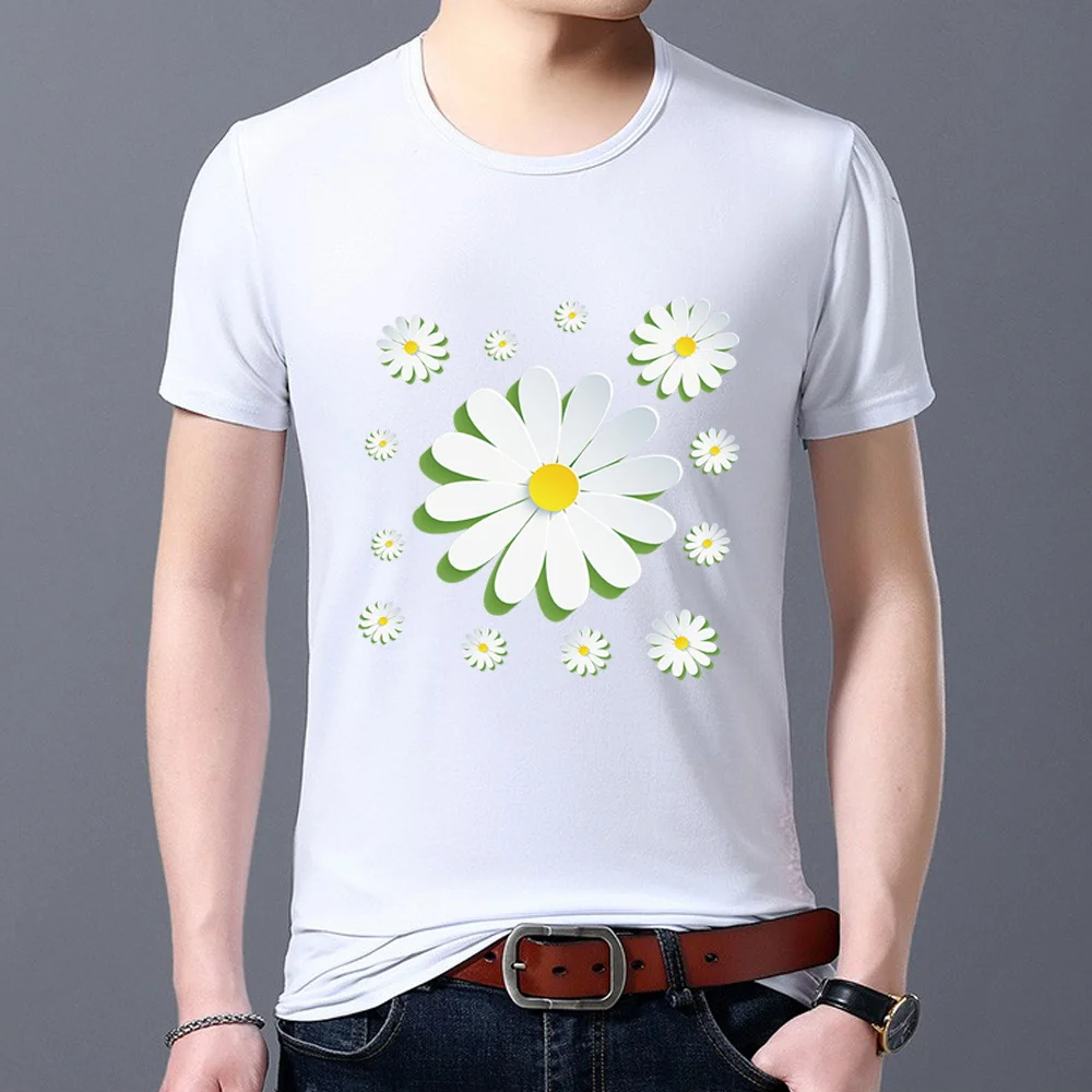 Simple Men's T-shirt All-match Slim Round Neck Men's T-shirt 3D Daisy Flower Pattern Printing Series Short-sleeved Men's Shirt
Simple Men's T-shirt All-match Slim Round Neck Men's T-shirt 3D Daisy Flower Pattern Printing Series Short-sleeved Men's Shirt