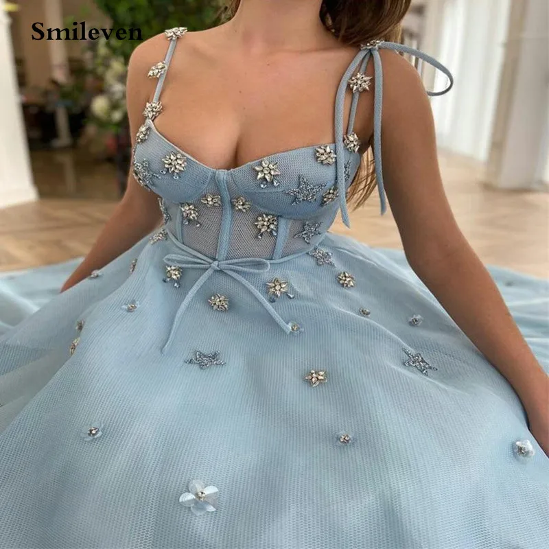 Smileven chic Light Sky Blue Prom Dresses Puff Sleeves A-Line Short Evening Dresses Starry Tulle Ankle Length Party Dress
Smileven chic Light Sky Blue Prom Dresses Puff Sleeves A-Line Short Evening Dresses Starry Tulle Ankle Length Party Dress