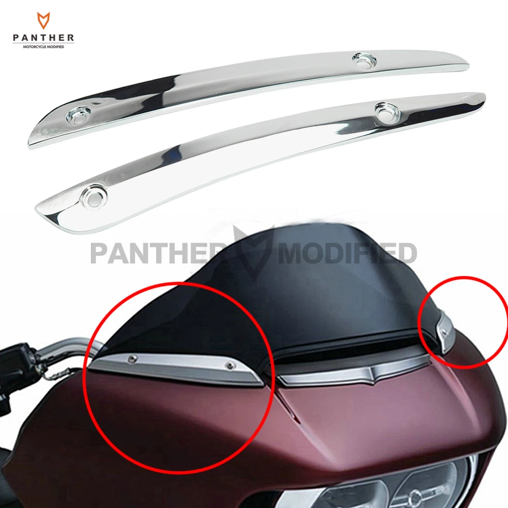 2 Pcs New Chrome Windshield Side Trim streamline Front adornment case for Harley Road Glide FLTRU FLTRX 2015 2016 2017
2 Pcs New Chrome Windshield Side Trim streamline Front adornment case for Harley Road Glide FLTRU FLTRX 2015 2016 2017