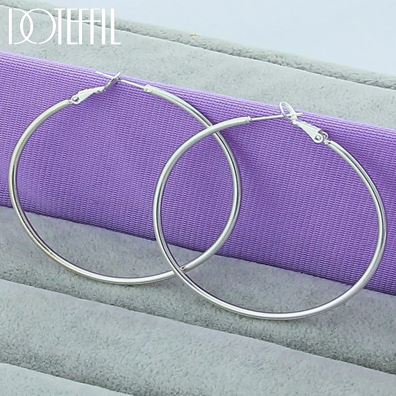 DOTEFFIL 925 Sterling Silver Round Circle Big 50mm Hoop Earrings For Woman Wedding Engagement Party Fashion Charm Jewelry
DOTEFFIL 925 Sterling Silver Round Circle Big 50mm Hoop Earrings For Woman Wedding Engagement Party Fashion Charm Jewelry