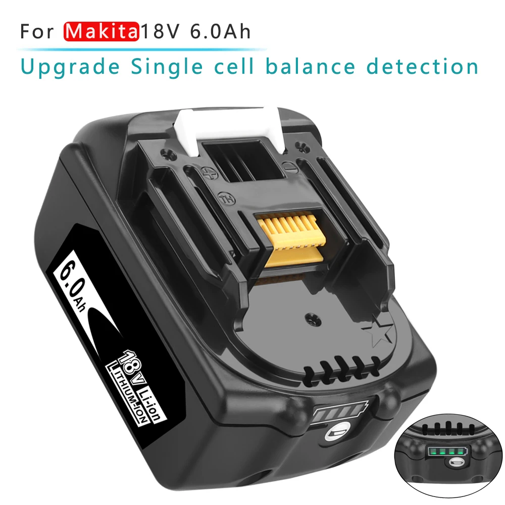 BL1860B 18V 6.0Ah Replacement Battery for Makita BL1850B BL1860 BL1840 BL1830 Cordless Drill with Single Cell Balance Protect
BL1860B 18V 6.0Ah Replacement Battery for Makita BL1850B BL1860 BL1840 BL1830 Cordless Drill with Single Cell Balance Protect