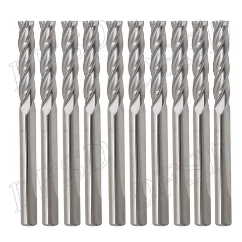 10pcs Acrylic PVC Carbide CNC 4 Flute Spiral Bit End Mill Cutter 3.175 x 15mm
