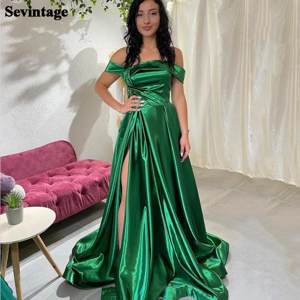 Sevintage Green Off the Shoulder Long Prom Dresses with Side Slit Pleats Women's Evening Party Dress Plus Size Formal Gowns
Sevintage Green Off the Shoulder Long Prom Dresses with Side Slit Pleats Women's Evening Party Dress Plus Size Formal Gowns