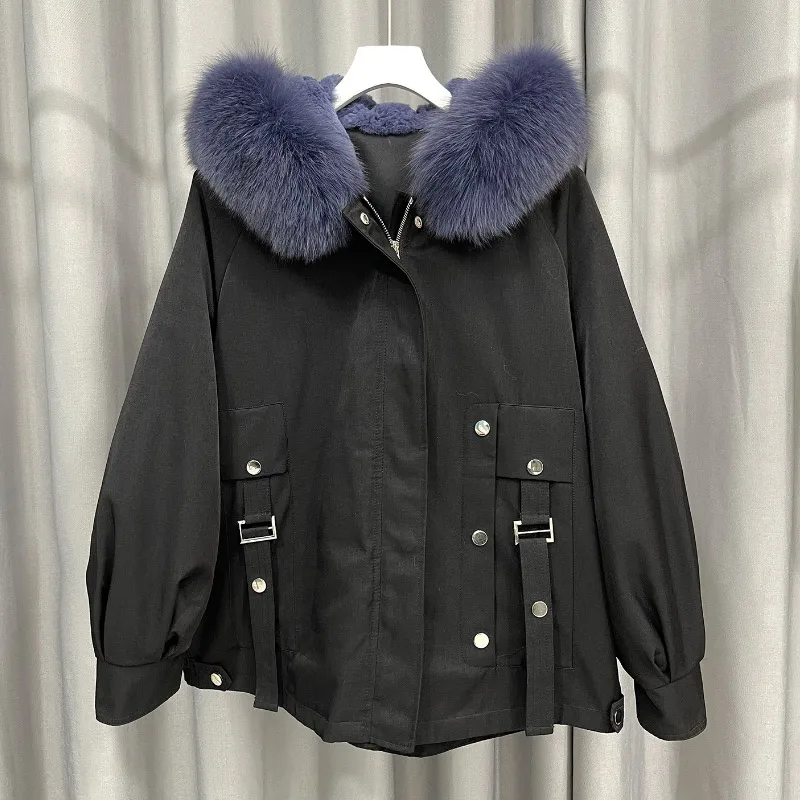Women Winter Parkas Natural Fox Fur Hooded Coats Rabbit Fur Lining Thick Warm Solid Short Coat Detachable
Women Winter Parkas Natural Fox Fur Hooded Coats Rabbit Fur Lining Thick Warm Solid Short Coat Detachable