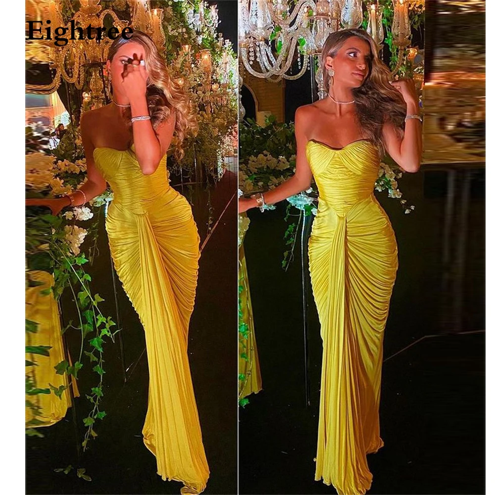 Eightree Bright Yellow Sleeveless Evening Dresses Mermaid Strapless Long Floor Length Party Night Dress Gowns Vestidos de fe
Eightree Bright Yellow Sleeveless Evening Dresses Mermaid Strapless Long Floor Length Party Night Dress Gowns Vestidos de fe