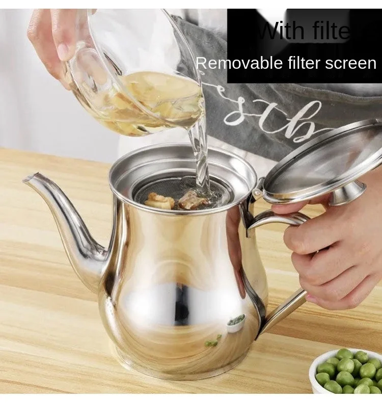 Stainless Steel Oil Jug Large Capacity Leak-proof Strainer Filter Dripping Oil Kitchen Tools Thickened Long Spout Container
Stainless Steel Oil Jug Large Capacity Leak-proof Strainer Filter Dripping Oil Kitchen Tools Thickened Long Spout Container