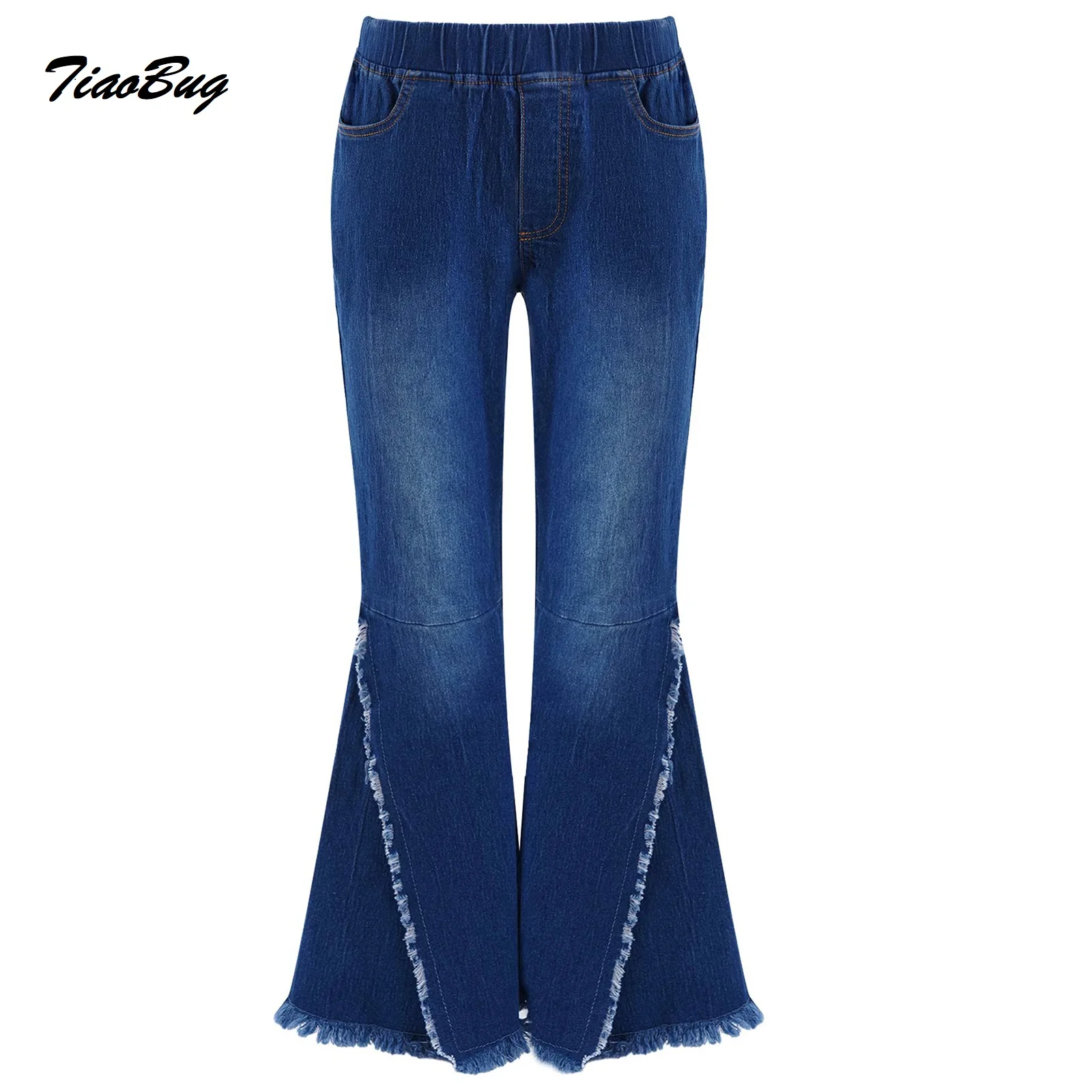 Kids Girls Bell-bottomed Jeans Girls Stylish Clothing Elastic Waistband Crisscross Ripped Hem Denim Casual Wide-leg Pants
Kids Girls Bell-bottomed Jeans Girls Stylish Clothing Elastic Waistband Crisscross Ripped Hem Denim Casual Wide-leg Pants