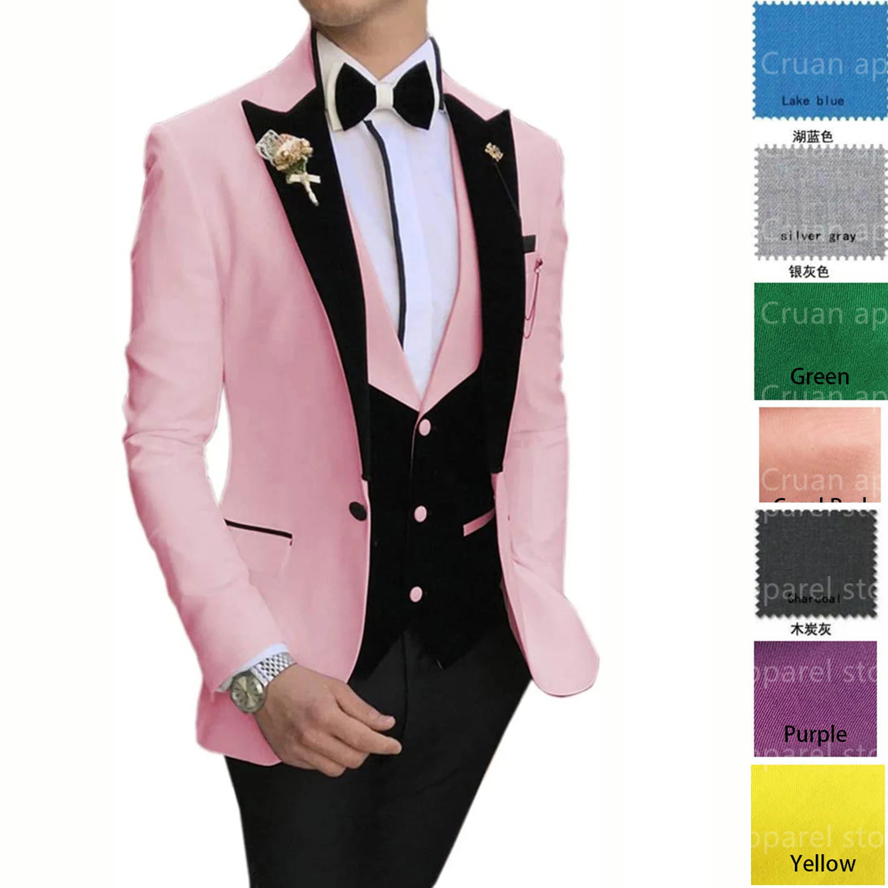 Custom Tide Men Colorful Fashion Wedding Suits Plus Size Pink Green Sky Blue Purple Suits Jacket Pants Velvet Vest 3Pcs Tuxedos
Custom Tide Men Colorful Fashion Wedding Suits Plus Size Pink Green Sky Blue Purple Suits Jacket Pants Velvet Vest 3Pcs Tuxedos