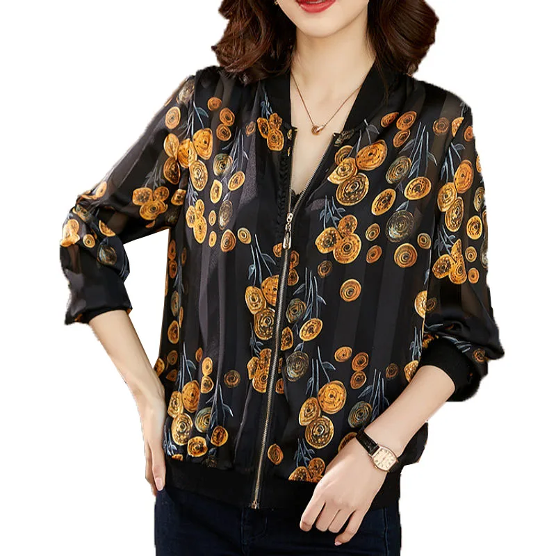 Women Summer Coat Long-Sleeved Jackets 2022 New 4XL Chiffon Yarn Thin Lace Spring Printing Short Jacket Tops Female
Women Summer Coat Long-Sleeved Jackets 2022 New 4XL Chiffon Yarn Thin Lace Spring Printing Short Jacket Tops Female