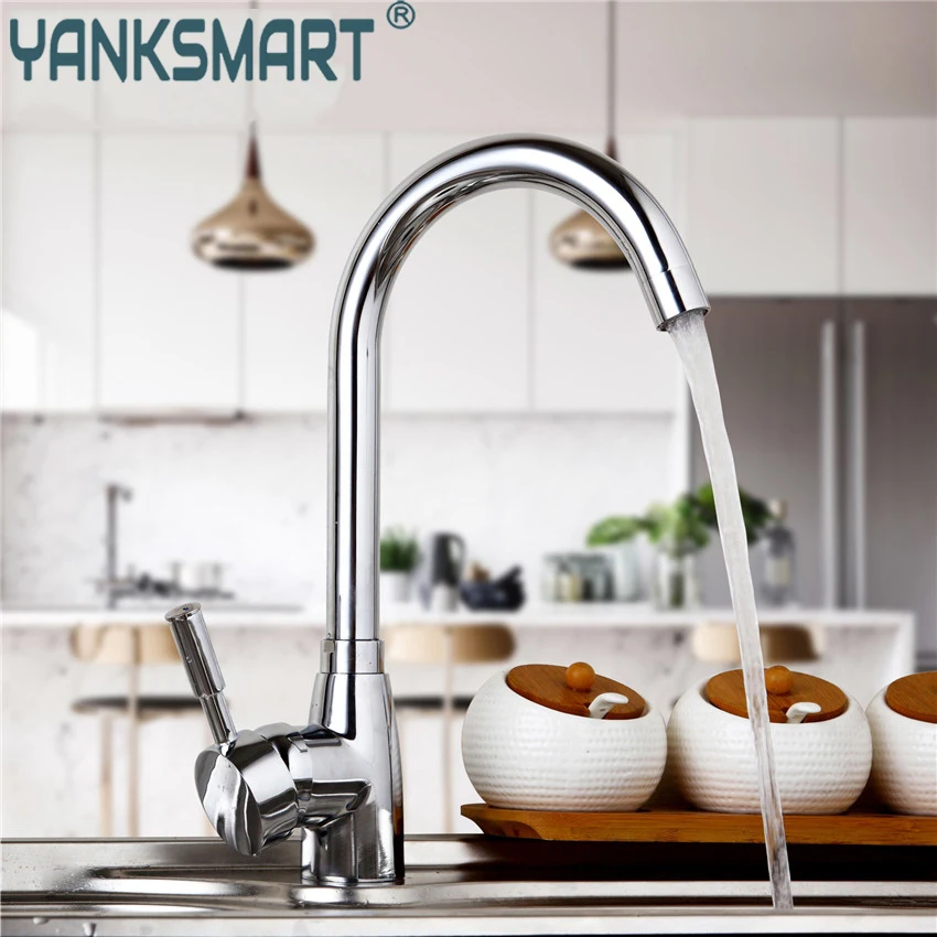 Поворотный хромированный полированный кухонный кран YANKSMART 360 с одной ручкой, крепление на раковину, смеситель для ванной комнаты, кран для холодной и горячей воды
Поворотный хромированный полированный кухонный кран YANKSMART 360 с одной ручкой, крепление на раковину, смеситель для ванной комнаты, кран для холодной и горячей воды