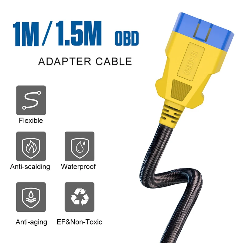 MRCARTOOL 150/100CM Car OBDII Car Diagnostic Extender Cord Adapter 16 Pin Male to Female Extension Cable For M3 Head-Up Display
MRCARTOOL 150/100CM Car OBDII Car Diagnostic Extender Cord Adapter 16 Pin Male to Female Extension Cable For M3 Head-Up Display