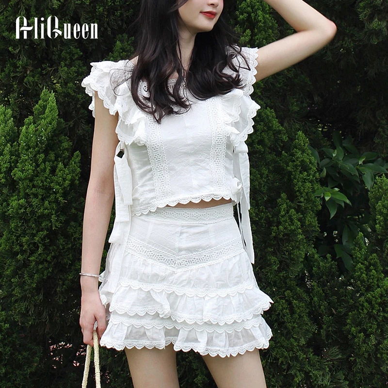 2023 Summer Sweet 2 Piece Set Women Slim Embroidery Short Set Fashion Lace Trim Short Sleeve Crop Top+High Waist Shorts Suits
2023 Summer Sweet 2 Piece Set Women Slim Embroidery Short Set Fashion Lace Trim Short Sleeve Crop Top+High Waist Shorts Suits