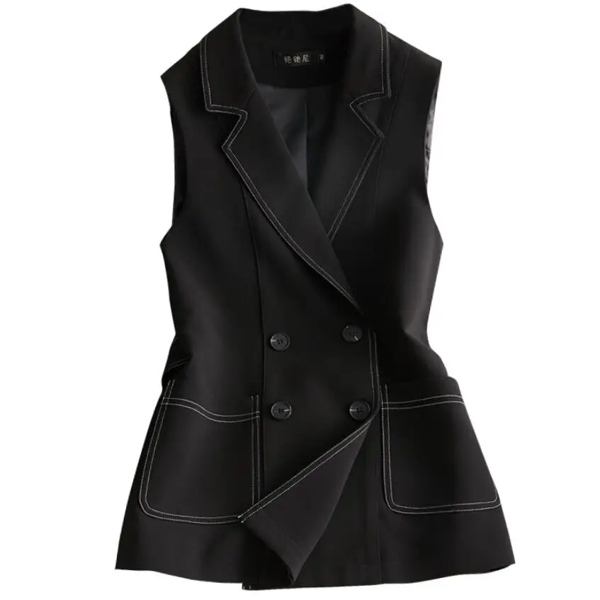 Autumn Women Blazers Sleeveless Long Vest Jacket Double-breasted Casual Outwear Elegant Office Lady Jackets
Autumn Women Blazers Sleeveless Long Vest Jacket Double-breasted Casual Outwear Elegant Office Lady Jackets