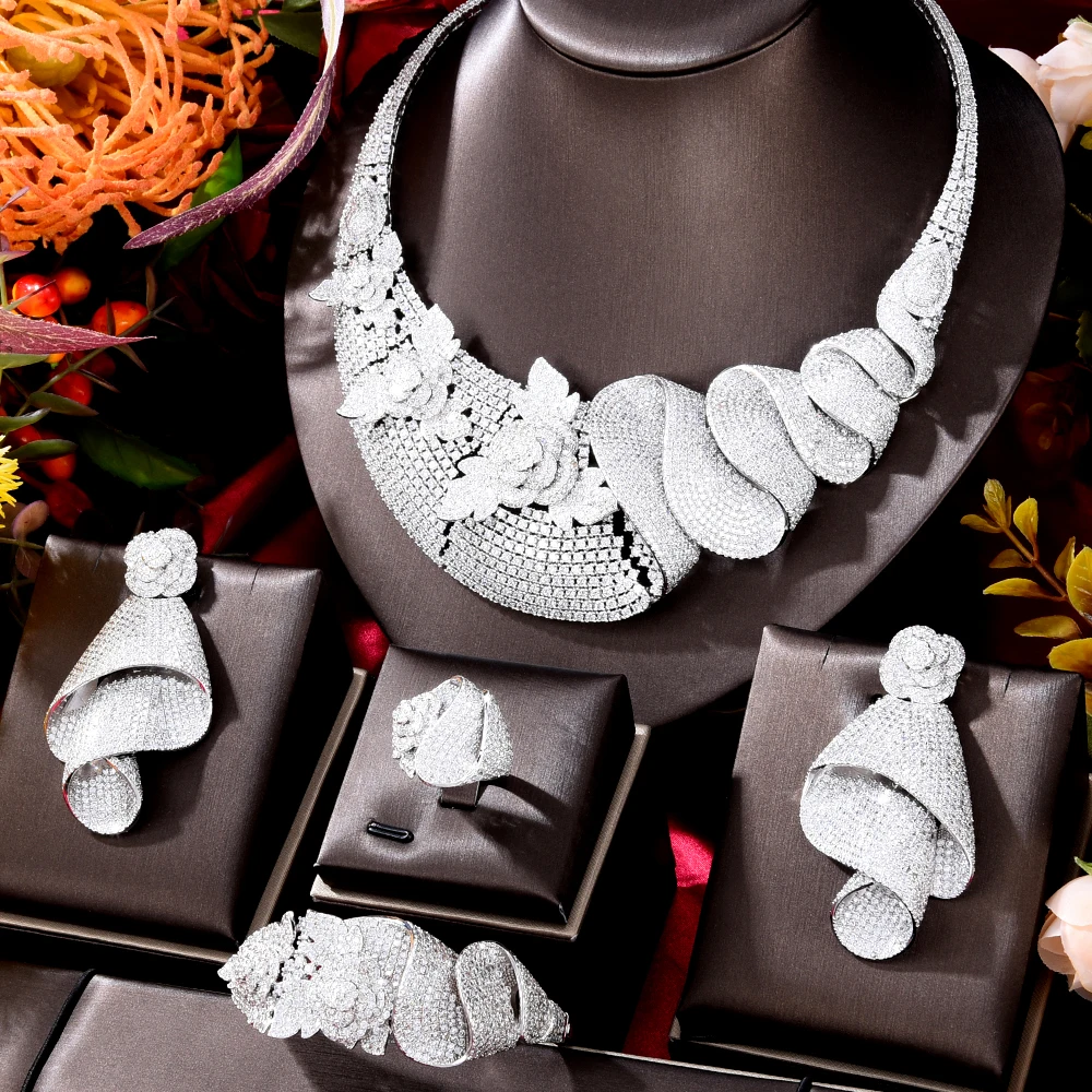 Siscathy Gorgeous Luxury Zircon Flower Necklace Exquisite Wedding Jewelry Set For Women Female Party Dress Earrings Accessories
Siscathy Gorgeous Luxury Zircon Flower Necklace Exquisite Wedding Jewelry Set For Women Female Party Dress Earrings Accessories