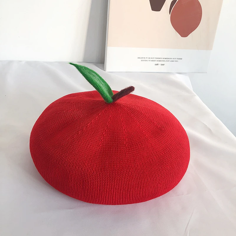 Lovely spring and summer breathable beret red cute Japanese fruit painter hat children creative gift
Lovely spring and summer breathable beret red cute Japanese fruit painter hat children creative gift