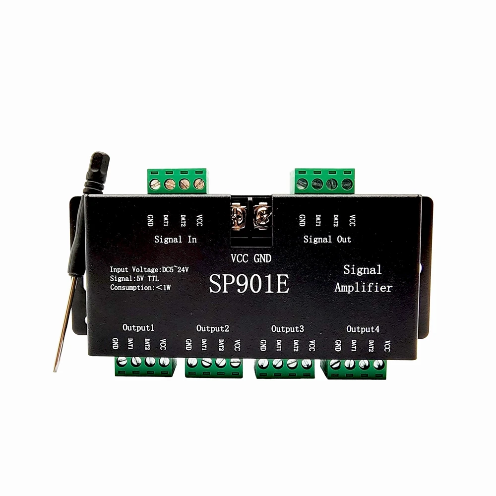 SP901E SPI выходной сигнал 4 светодиодный контроллер усилитель группы DC5-24 В вход для WS2811 WS2812B SK6812 Пиксельная RGB лента светильник вой модуль
SP901E SPI выходной сигнал 4 светодиодный контроллер усилитель группы DC5-24 В вход для WS2811 WS2812B SK6812 Пиксельная RGB лента светильник вой модуль
